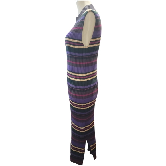 anthropologie Dolan anne gray purple Sheath Midi Dress Mock Neck Sleeveless knit - Picture 4 of 9